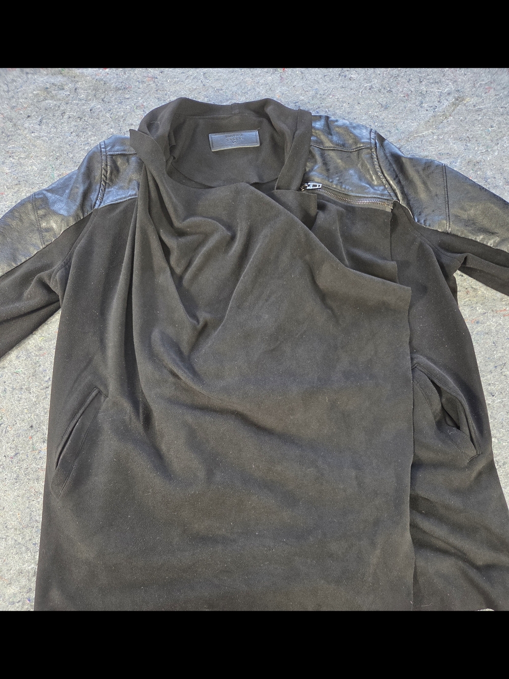 BLANKNYC Black Draped Moto Jacket Faux Leather Women’s M